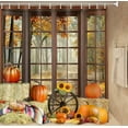 thumbnail image 4 of Autumn Farm Fall Shower Curtain, Fall Pumpkins Thanksgiving Sunflowers Harvest Shower Curtains, Nature Leaves Farmhouse Bathroom Curtain Set with 12 Hooks, 72X72in, 4 of 5