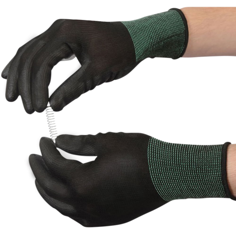 12 Pairs (PU) Palm Coated Work Gloves Polyester Gloves Breathable