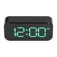 thumbnail image 3 of Reloj despertador digital con gran número USB, espejo recargable, reloj electrónico de escritorio para dormitorio, sala de estar, oficina, caja negra, fuente verde, 3 of 15