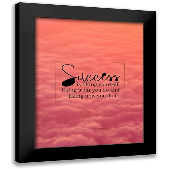 ArtsyQuotes 12x14 Black Modern Framed Museum Art Print Titled - Maya Angelou Quote: Liking Yourself