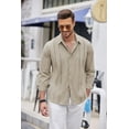 thumbnail image 5 of COOFANDY Mens Casual Beach Button Down Shirts Long Sleeve Cuban Camp Guayabera Shirts, 5 of 7
