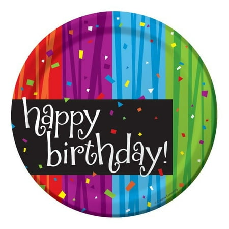 Happy Birthday Party Plates - Party Creations Milestone Celebrations Happy Birthday Lunch Plate, 7