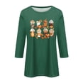 thumbnail image 4 of WTOBBY Women's Halloween Print Round Neck Casual Top with 3/4 Sleeve, Loose Fit Fashion Blouse for Fall Season, Comfortable Daily Wear and Holiday Party,Green M, 4 of 5
