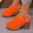 thumbnail image 3 of Dakaela Women's Chunky Heels Sandals Closed Round Toe Slingback Clogs Platform Slip on Dress Mules Pumps for Wedding Bride Party Orange Size 6.5, 3 of 9