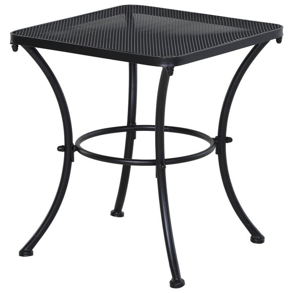 Outsunny 18" X 18" X 20" Table Bistro en Métal de Jardin Carré Patio Extérieur Bureau d'Appoint, Noir