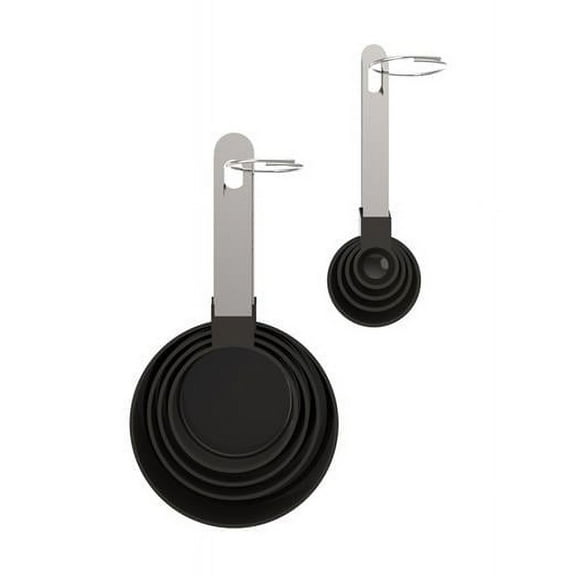 Stainless Steel Black & Silver Measuring Spoon & Cup Set