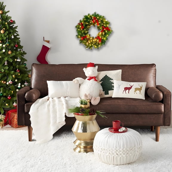 RoamHome Large Christmas Wreath for Front Door 30 Inch Artificial Green Winter Wreath for Indoor Outdoor Decor