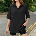 thumbnail image 2 of Bovxnpu Womens Long Sleeve Shirts Loose Sun Protection Cardigan Sleepwear, 2 of 9
