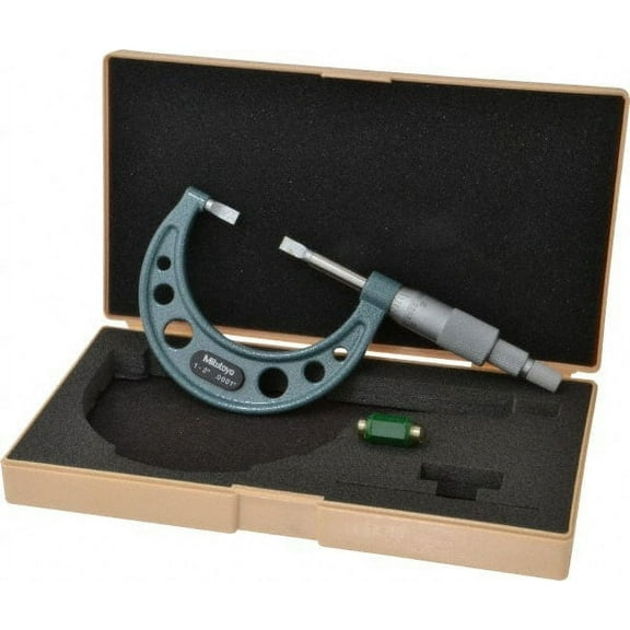 Mitutoyo 1" to 2" Mechanical Hammertone Green Coated Blade Micrometer