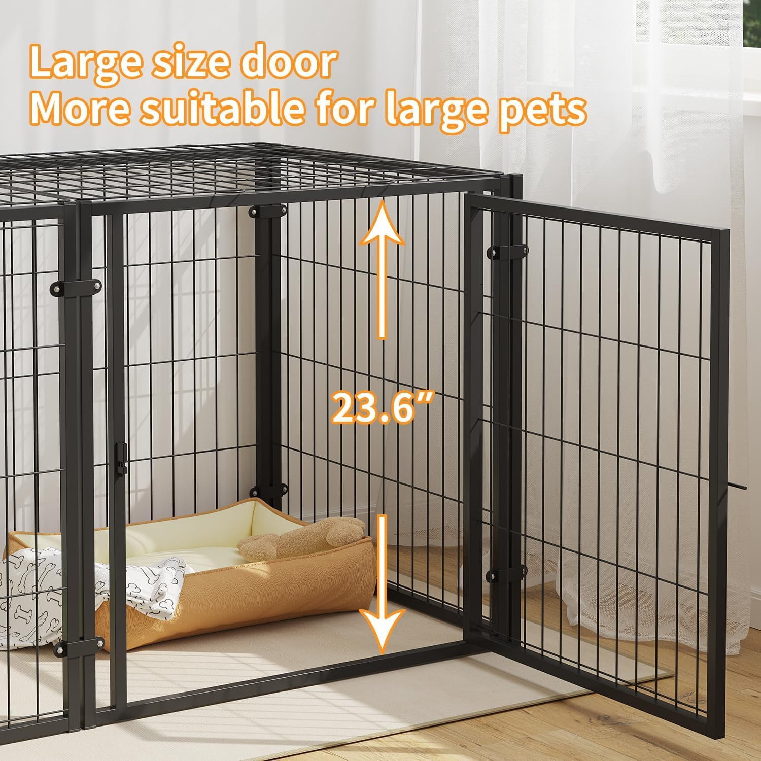 Acekid Heavy Duty Dog Crate 48 Inch&nbsp;- Indestructible Escape-Proof Metal Dog Kennel, Furniture Style Pet Cage for Large/Medium/Small Dogs, Three-Sided Design, Indoor & Outdoor Use