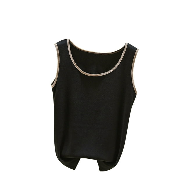 Timegard Camisole pour Femmes Col Rond Vêtements d'Intérieur Sans Manches Douce Décontractée Pyjamas Chandails Hauts T-Shirt Basique