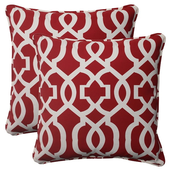 Set Of 2 Moroccan Mosaic Red Outdoor Furniture Square Throw Pillows 18 5 Com Outdoor Furniture Square Throw Pillows, Red Outdoor Throw Pillows