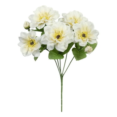 11-inch Artificial Silk White Dahlia Summer Pick, for Indoor Use, by Mainstays