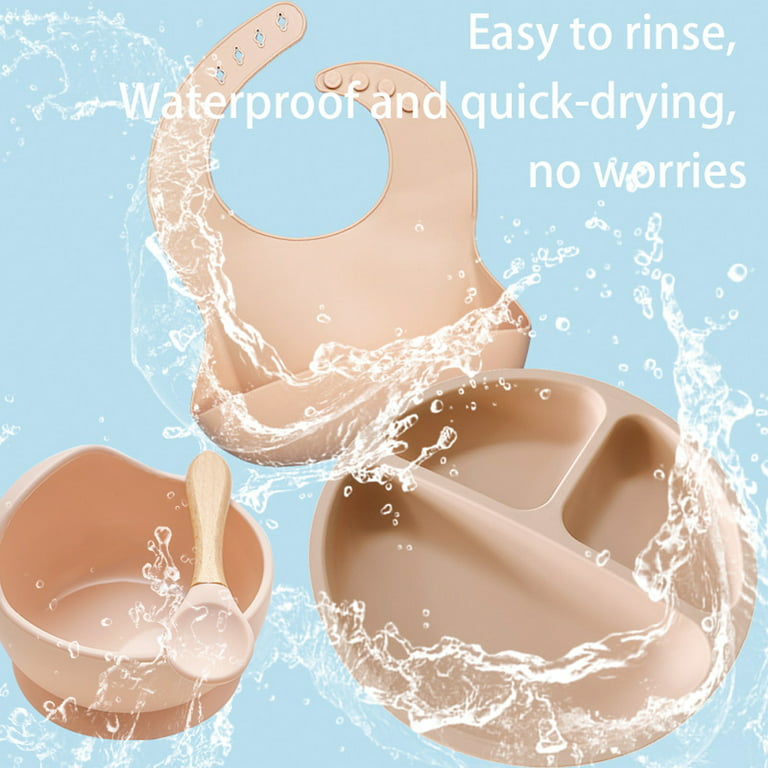 Waterproof Baby Suction Cup Base Bowl Training Spoon & spoon (2