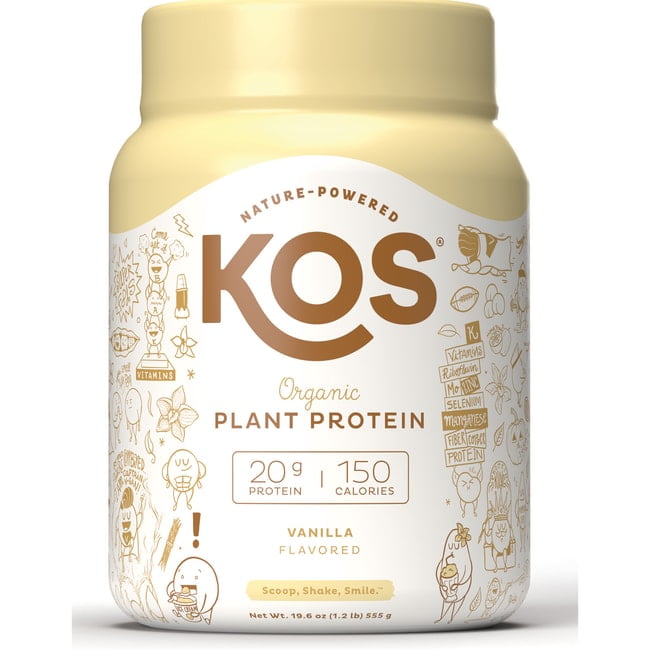 KOS Vegan Protein Powder Erythritol Free, Vanilla USDA Organic Pea