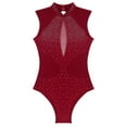 thumbnail image 5 of DPOIS Womens Sleeveless Leotard Cutout Back Bodysuit for Gymnastics Burgundy M, 5 of 7