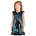 thumbnail image 1 of Balery Moon Wolf Warrior Camisón de princesa para niñas, pijama de algodón con mangas abullonadas, suave y bonito.-Medium, 1 of 6