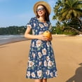 thumbnail image 4 of Vsdgher Robe Longue Midi Décontractée pour Femmes Été 2025 Manches Courtes Col Rond Robe de Plage, 4 of 6