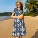 thumbnail image 4 of Fotbe Flower Vestido Largo de Moda para Mujer, Vestido Tipo Camiseta con Manga Corta y Estilo Casual a Rayas y Bloques de Color, 4 of 6