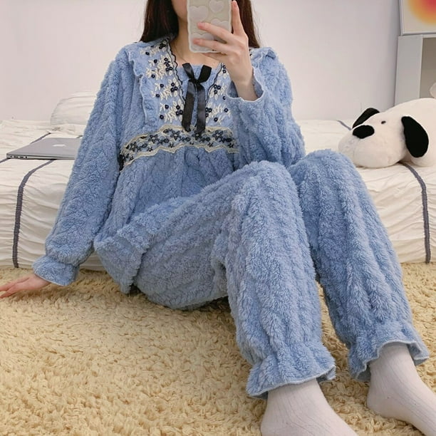 Beileda Women Winter Flannel Pajamas Set Thickness Warm Sleepwear Suit Oversize 6xl Large Size Coral Fleece Home Clothes Pyjamas Pijama Other