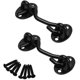 thumbnail image 1 of Pestillo de puerta de ojo de gancho de cabina de acero inoxidable de 2 piezas con tornillos de 3 pulgadas para puertas de garaje de cobertizo-negro, 1 of 5