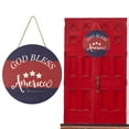 thumbnail image 1 of Letrero para puerta, 4 de julio, Día de la Independencia, letrero patriótico para puerta de entrada, colgador de puerta de madera para porche exterior, corona de madera para decoración de, 1 of 6