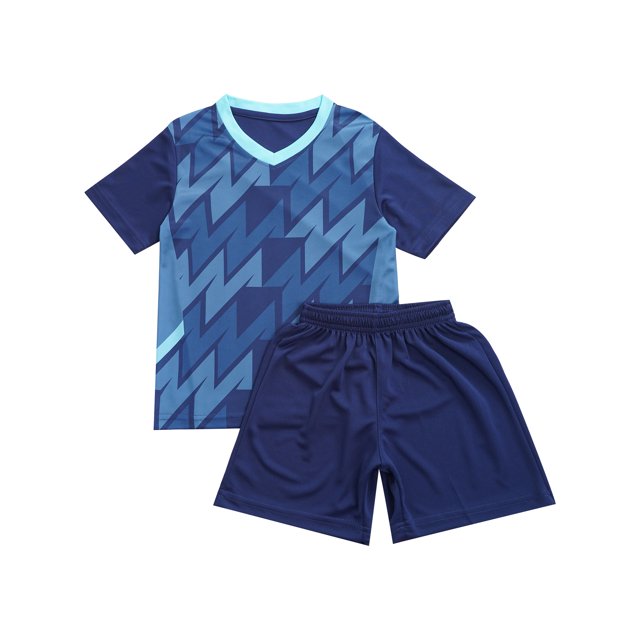 LiiYii Ensemble de T-Shirts à Manches Courtes et Shorts en Mesh pour Garçons, Séchage Rapide, Course, Basketball, Bleu Foncé TP