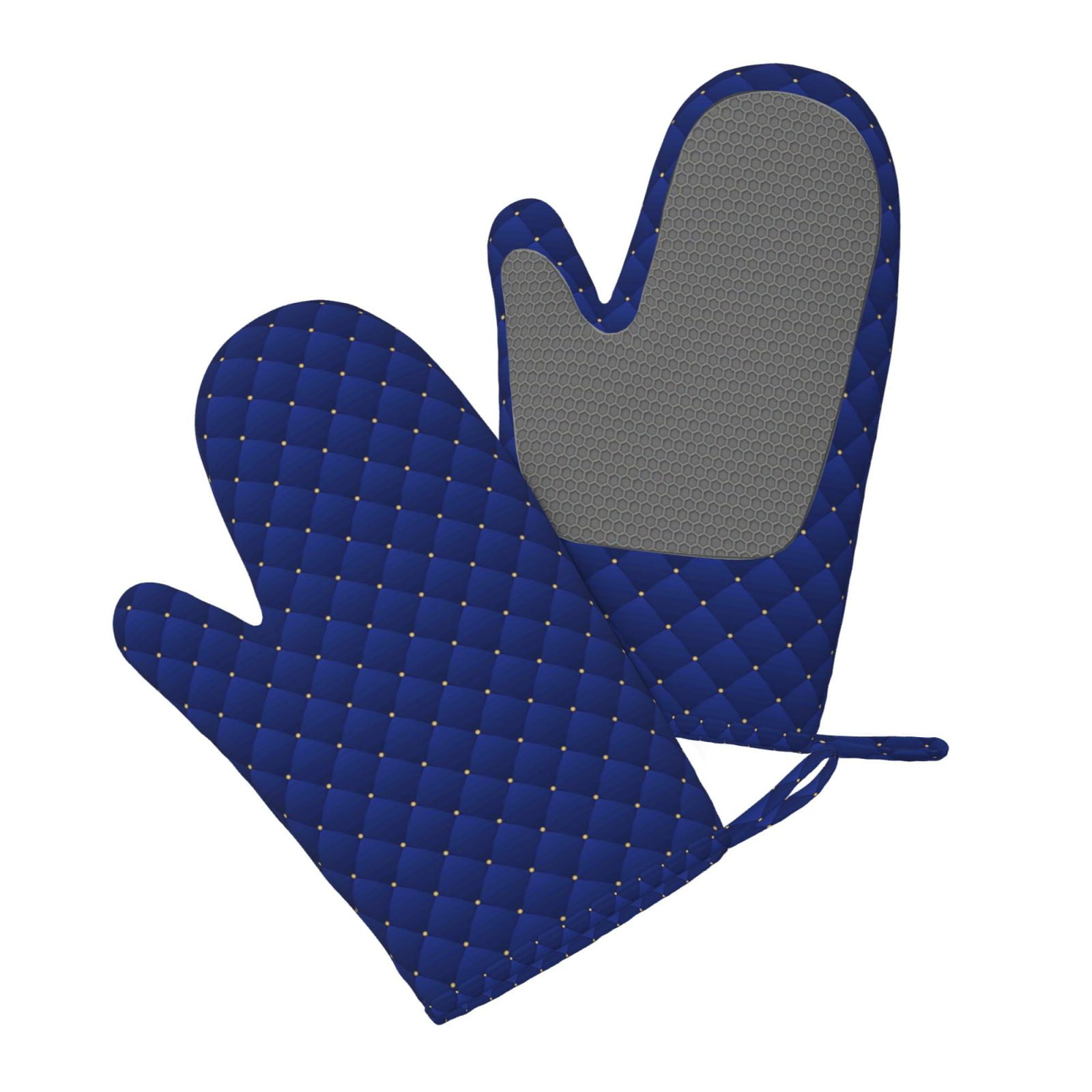 Hirioo Navy Blue for Silicone Oven Mitts for BBQ, Baking, Cooking, Set of 2, Heat Resistant 260℃, Non-Slip Kitchen Essentials