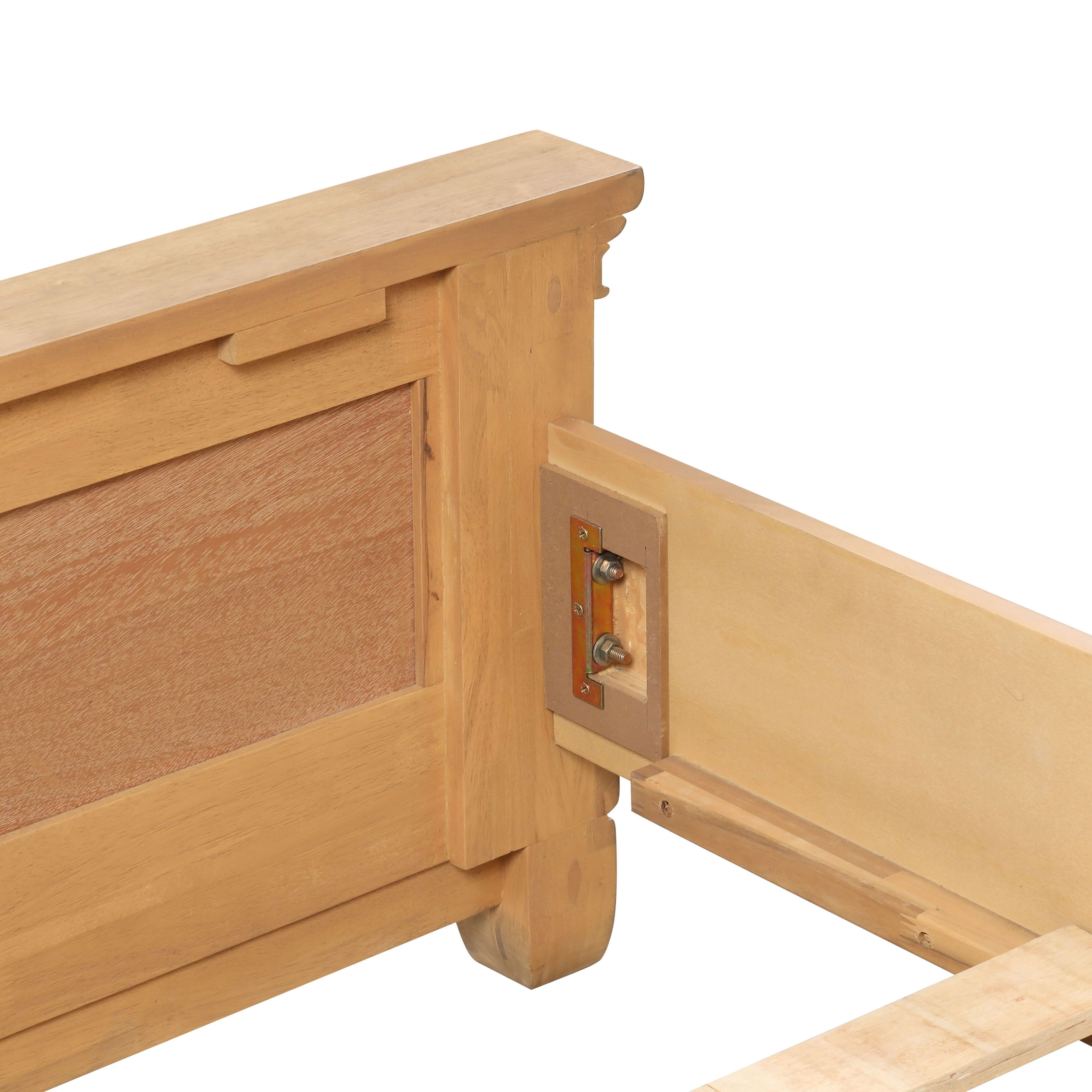 Furniture of America Stratford Solid Wood King Panel Bed, Natural Oak