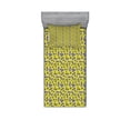 thumbnail image 1 of Flower Bedding Set with Sheet & Covers, Narcissus Blooms Vintage Composition with Yellow Toned Background, Printed Bedroom Decor 2 Shams, 4 Sizes, Pale Green Purple, by Ambesonne, 1 of 3