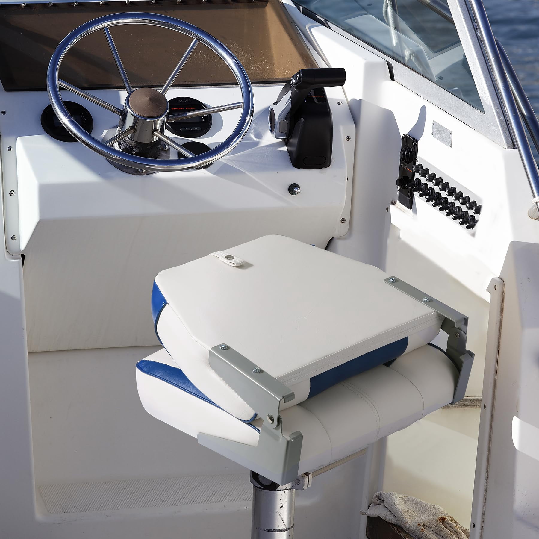 M optimized Set of 2 Premium Low Back Folding Boat Seat, Marine Seats for Fishing, Sightseeing, Speedboats, Canoes
