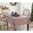 thumbnail image 4 of Newbridge Snowfall Snowflake Plaid Christmas Print Vinyl Flannel Backed Tablecloth, Contemporary Snowflake Design Easy Care Wipe Clean Xmas Tablecloth, 52 Inch x 52 Inch Square, Red, 4 of 6