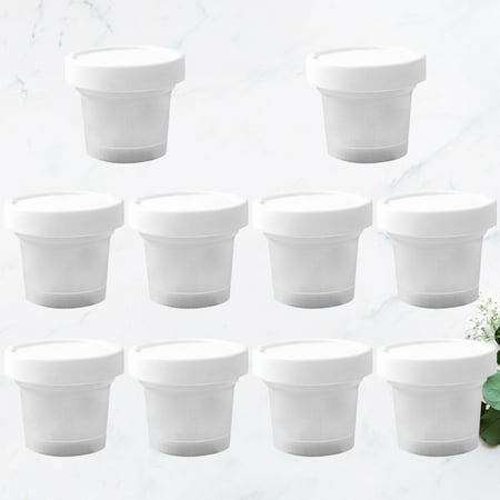 

FRCOLOR 10Pcs 100ml Plastic Ice Cream Cup Practical Jelly Cup Pudding Milkshake Cup with Lid White