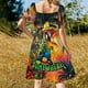 thumbnail image 5 of Son las 5 en punto en algún lugar Vestido de manga corta con diseño de loro tropical Vestido de fiesta ropa de noche para mujer ropa de verano Vestido, 5 of 7