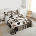 thumbnail image 3 of Feelyou Western Lodge Cabin Queen Comforter Set, Jungle Bear Deer Animal Bedding Sets, Countryside Theme Reversible Bedding Comforter Set, Wheat Brown Super Cozy Room Decor, 3 Pieces, 3 of 8