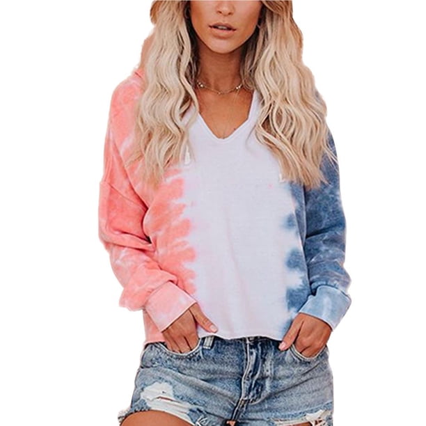 Sonducket Dyeing Gradient Hoodie Suéter con capucha Mujer Suelta Sudadera de manga larga Top Prendas para la parte del cuerpo Naranja Blanco Azul SG Sonducket AP000138-19B