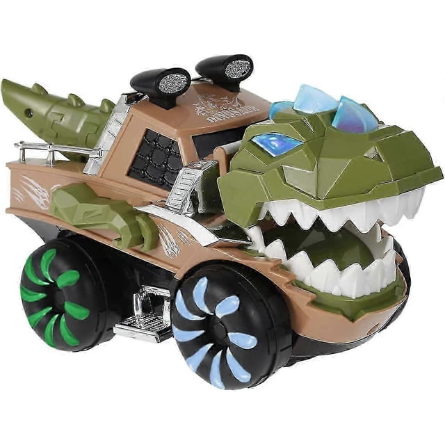 Coche de dinosaurio a batería, camión de dinosaurio con luz y música, camión monstruo eléctrico para niños, juguete educativo preescolar de dinosaurios ST-4