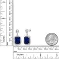 thumbnail image 4 of Gem Stone King 20.60 Cttw Blue Created Sapphire Dangle Earrings for Women |. 925 Sterling Silver | Gemstone September Birthstone | Emerald Cut 14X10MM, 4 of 5