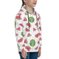 thumbnail image 3 of Uemuo Hand Drawn Watermelon Pattern Hooded Sweatshirt for Youth Pullover with Kangaroo Pocket Trendy youth sweatshirt Casual Hoodie for Boys and Girls-Medium, 3 of 6