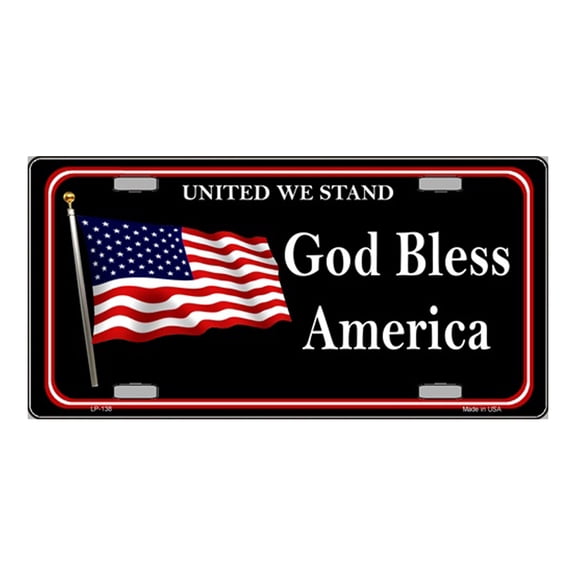 God Bless America United We Stand Vanity Metal Novelty License Plate Tag Sign