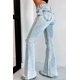 thumbnail image 3 of Pantalones vaqueros rasgados azules para mujer, Jeans de cintura alta con abertura, pantalones de mezclilla holgados informales, moda urbana, otoño, 3 of 5