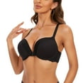 thumbnail image 2 of YANDW Racerback Front Closure Bra for Women Padded Add 2 Cups Lace T-Shirt Bras Underwire Plunge, Black 34B, 2 of 6