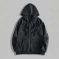 thumbnail image 2 of Unisex Y2K Zip Up Hoodie Oversized Gothic Punk Hooded Sweatshirt Casual Streetwear Hooded Jacket Emo Alternative Clothes, 2 of 4