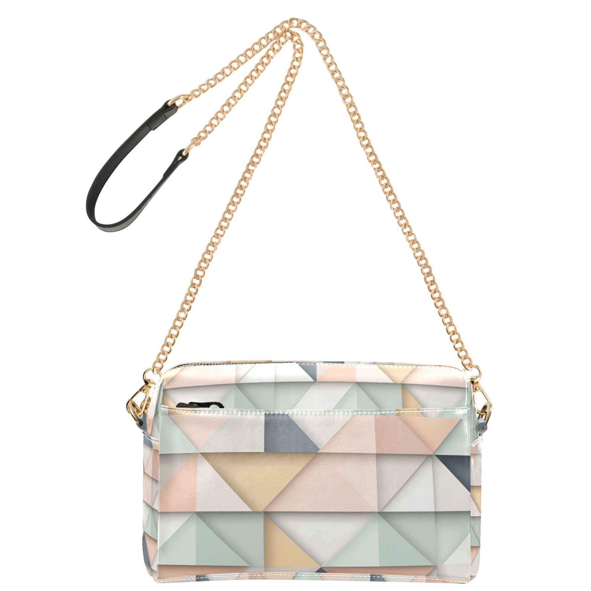 FORMRS Women Crossbody Purse with Chain Strap Vegan Leather Shoulder Handbag, Pink Geometric
