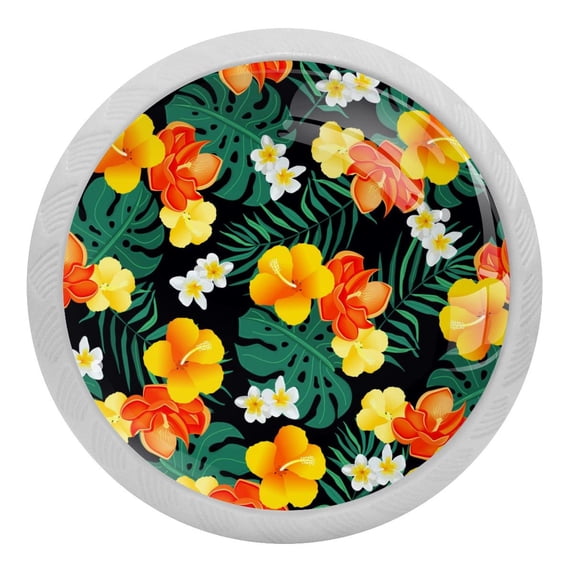 4PCS Round Flower Cabinet Fluorescence Knob Glowing in the Dark Furniture Drawer Pulls Handle with Screws