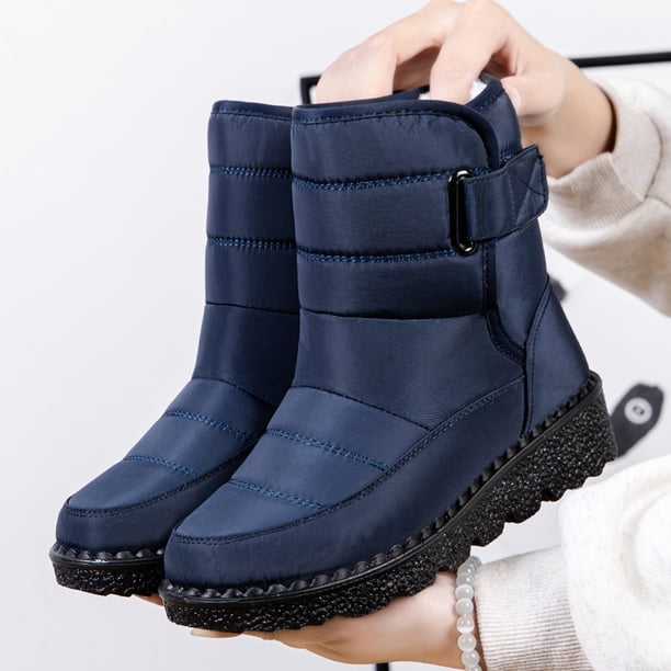 Botas para clima frío para mujer impermeables resistentes al viento con gancho y bucle para viajes al aire libre