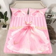 thumbnail image 2 of Homewish Dreamy Princess Dress 3pcs Twin Sheet Sets for Teens Kids Children Girls,Kawaii Pink Bow Twin Fitted Sheet,Geometric Stripes Breathable Flat Sheet,Lightweight Room Decor, 2 of 7