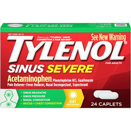 Tylenol Sinus Congestion Pain Severe Daytime Non-Drowsy, 24 (Best Cold Medicine For People With High Blood Pressure)