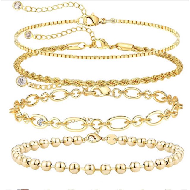 Pulsera de capas doradas para mujer, pulsera de cadena cubana, cadena de garra de mariposa, conjunto de tobillera de playa de verano