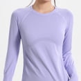 thumbnail image 7 of Crunowin Women’s High-Stretch Long-Sleeve Yoga Tee, Quick Dry Round-Neck Running & Workout Top Purple XL, 7 of 7